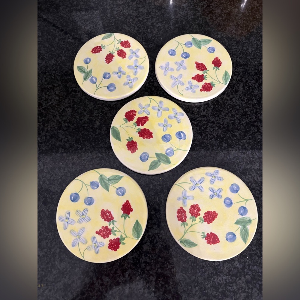 Bowring yellow floral drink place holders EUC